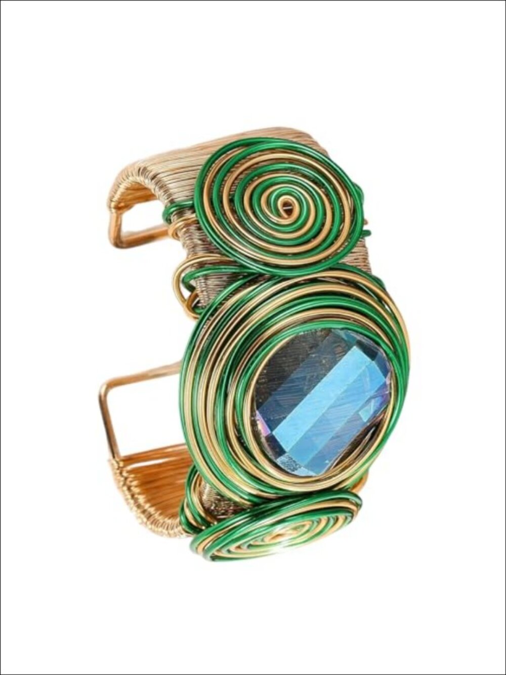 Chunky Gold Plated Open Cuff Bracelet Wide Rhinestone Bangle Women Jewelry